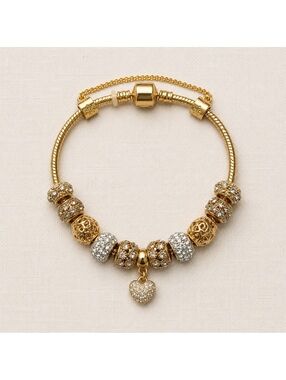 White Crystal Gold-Tone Heart Bracelet | The Maristelle